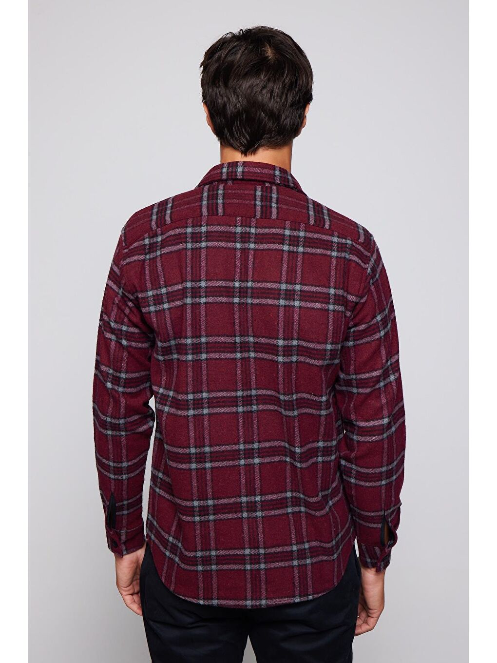 Karışık Erkek Regular Fit Klasik Kesim Tek Cepli Kareli Kışlık Oduncu Gömlek-4