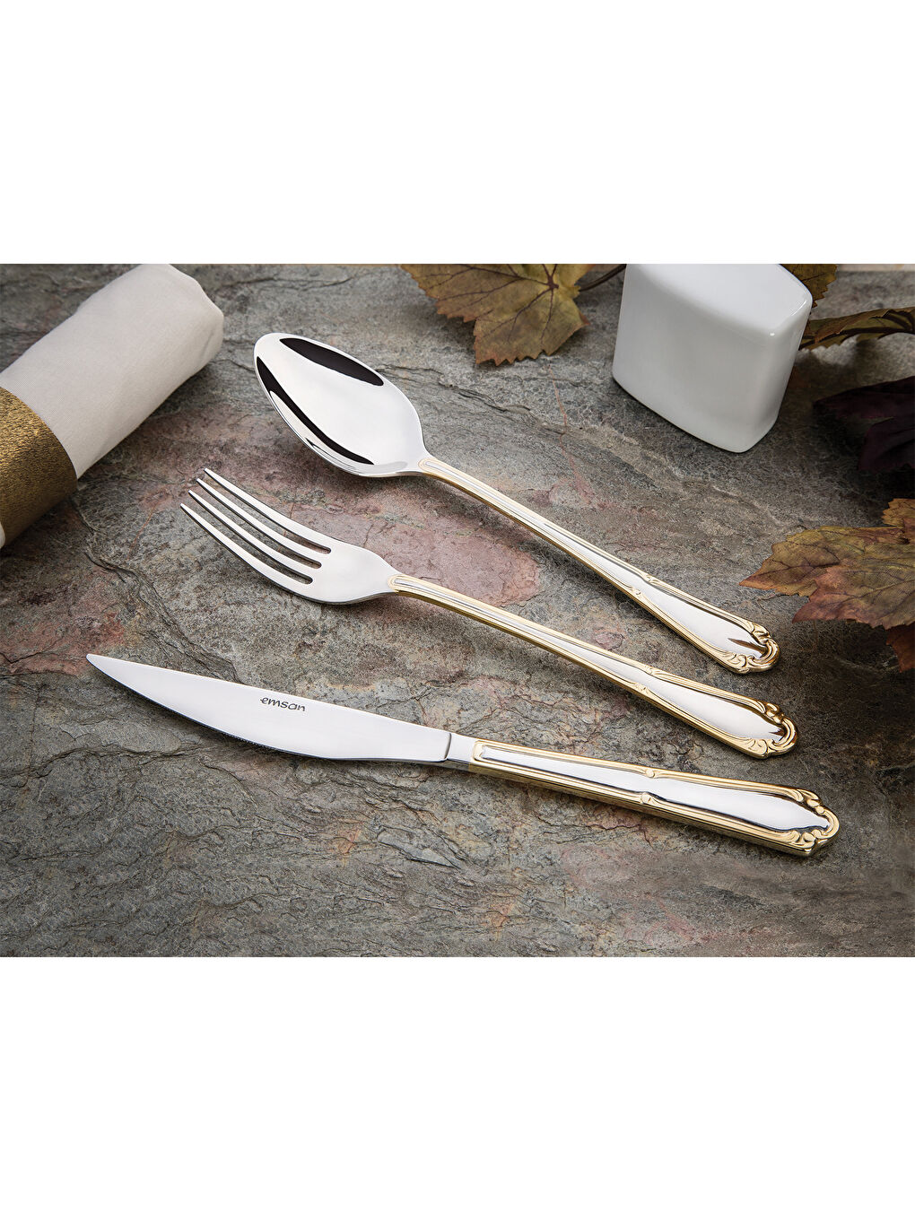 Gri Elegance Göksu Gold 84 Parça 12 Kişilik Lüks Kutulu Çatal Kaşık Bıçak Seti-6