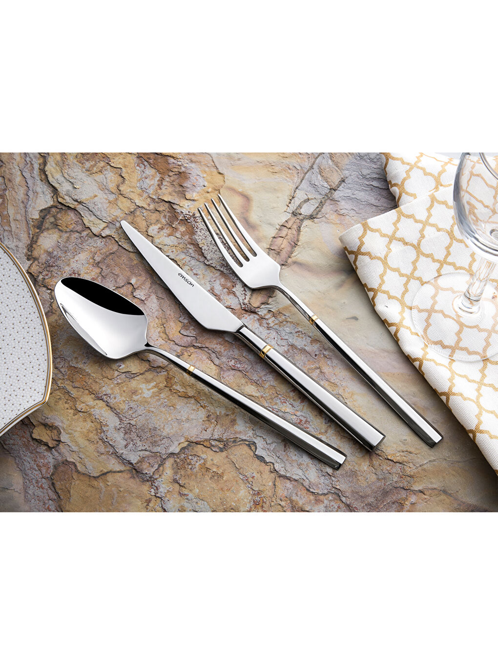 Gri Prime Penta Gold 84 12 Kişilik Parça Çatal Kaşık Bıçak Seti Lüks Kutulu-8