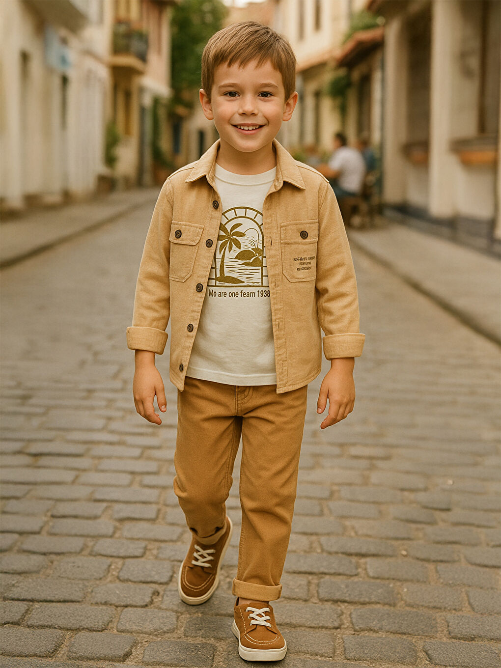Erkek Çocuk 3'lü Takım 2-5 Yaş Bej