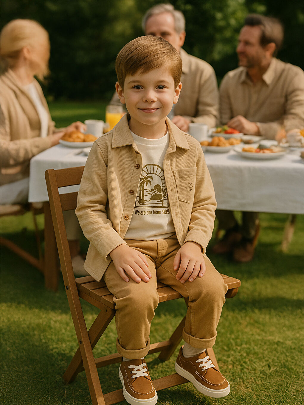 Erkek Çocuk 3'lü Takım 2-5 Yaş Bej-1