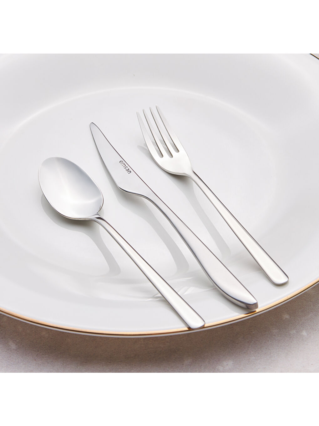 Gri Bello 18 Parça 6 Kişilik Tatlı Çatal Kaşık Bıçak Takımı-7