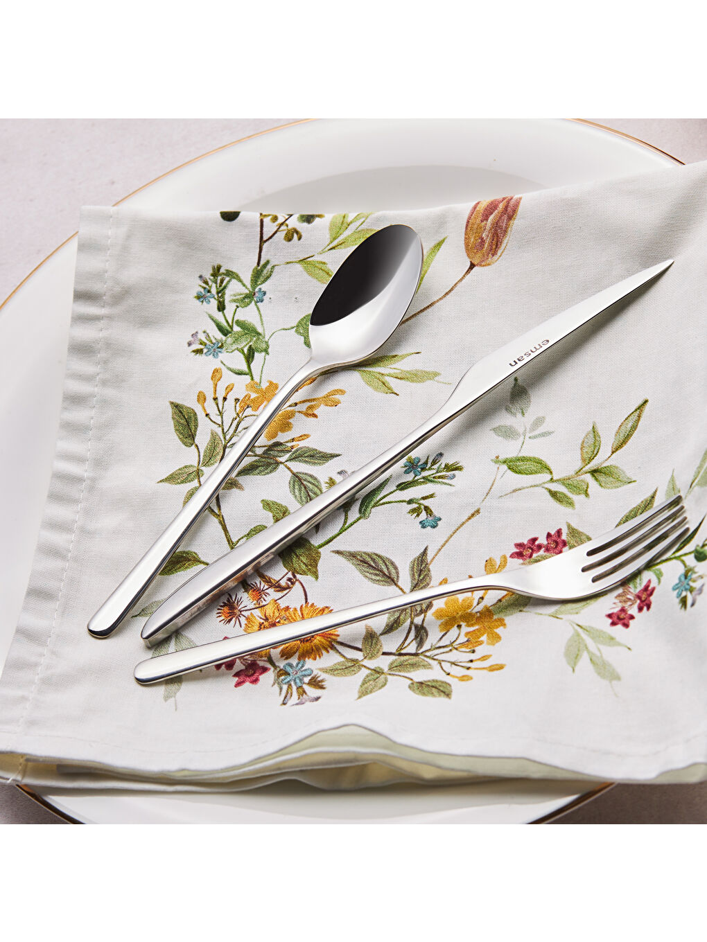 Gri Bello 18 Parça 6 Kişilik Tatlı Çatal Kaşık Bıçak Takımı-8