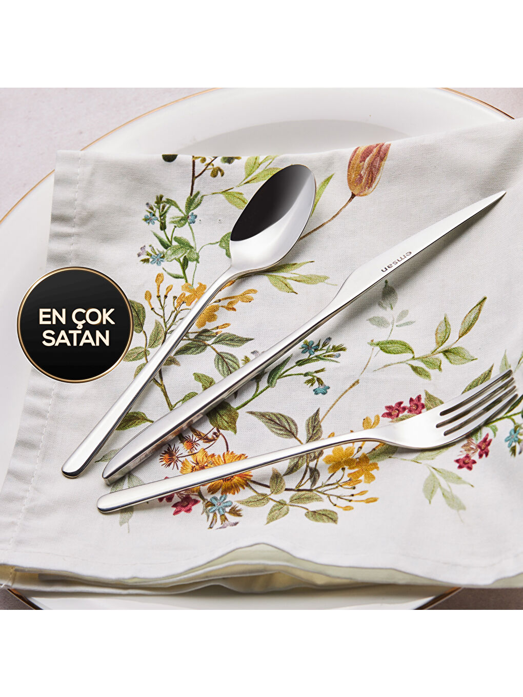 Gri Bello 18 Parça 6 Kişilik Tatlı Çatal Kaşık Bıçak Takımı-9