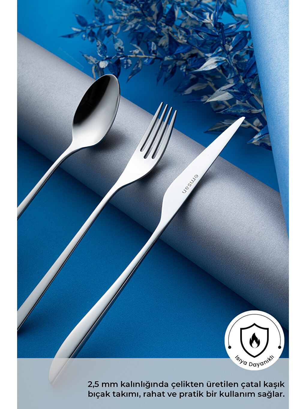 Gri Bello 18 Parça 6 Kişilik Tatlı Çatal Kaşık Bıçak Takımı-3