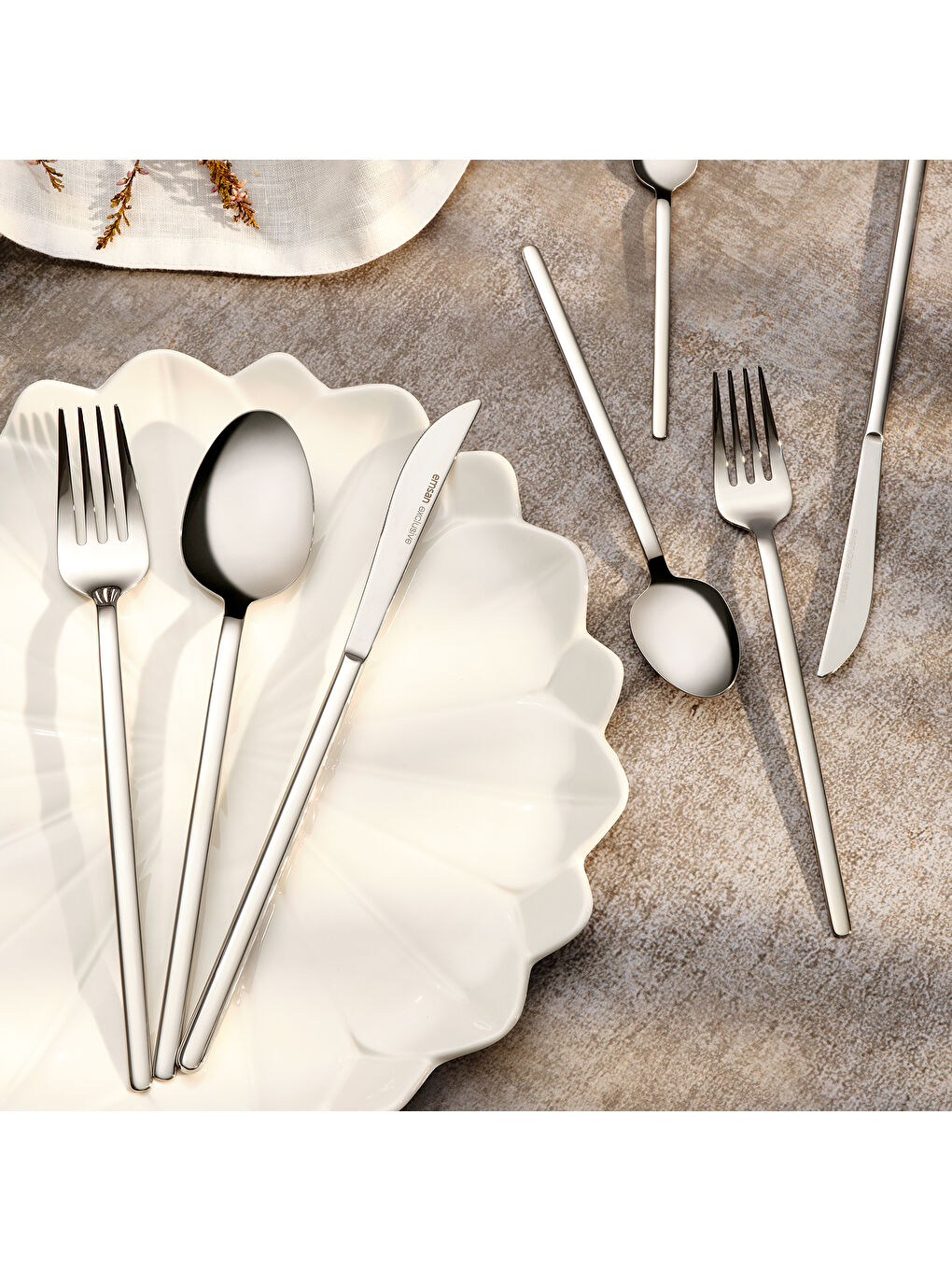 Gri Lora 84 Parça 12 Kişilik Kutulu Çatal Kaşık Bıçak Takımı-6