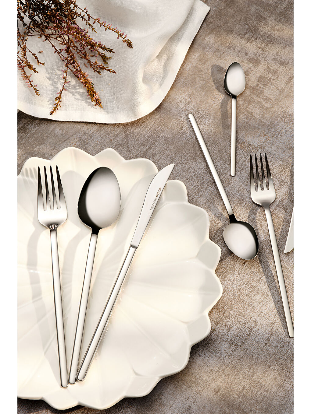 Gri Lora 84 Parça 12 Kişilik Kutulu Çatal Kaşık Bıçak Takımı-7