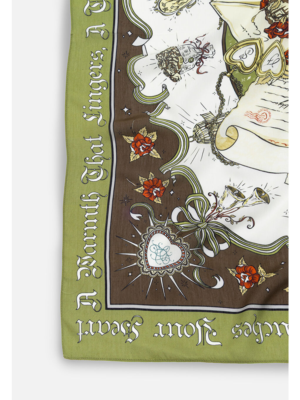 Yeşil Forest Beauty And The Beast Desen Floş Viskon Eşarp-5
