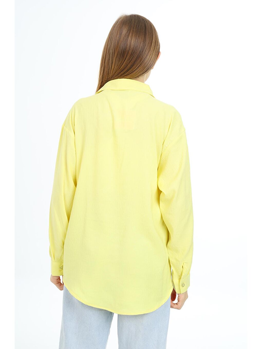 Sarı Kız Çocuk Flamlı Pamuk Gömlek 8-14 Yaş LX308-4