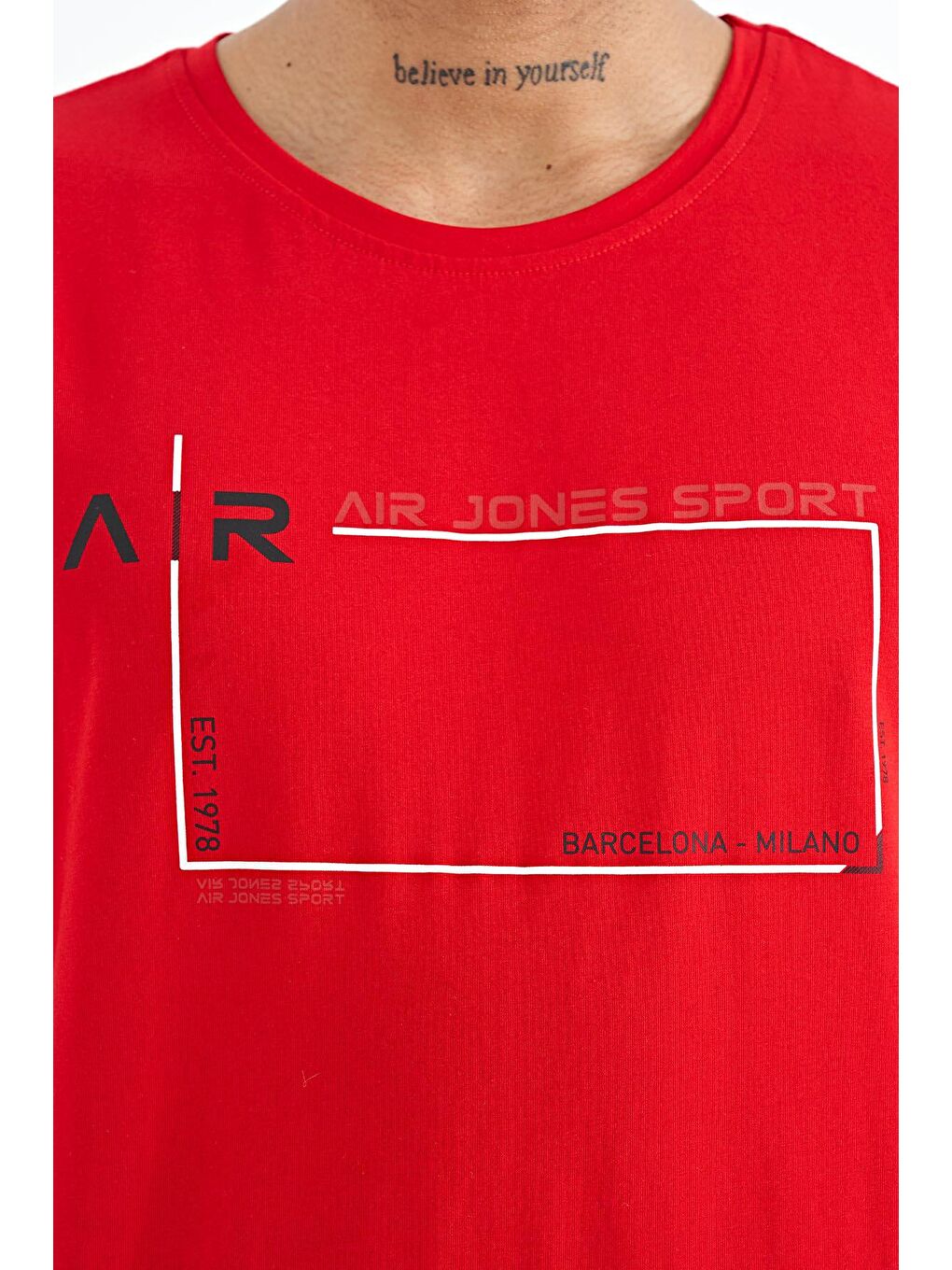 AIR JONES Kırmızı Otis Kırmızı Standart Kalıp Erkek T-Shirt - 88228 - 1