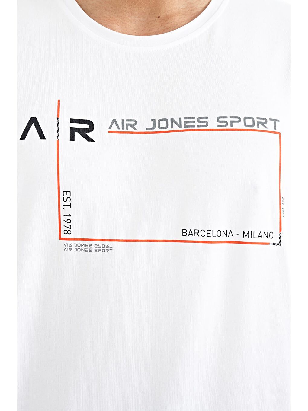 AIR JONES Beyaz Otis Beyaz Standart Kalıp Erkek T-Shirt - 88228 - 1