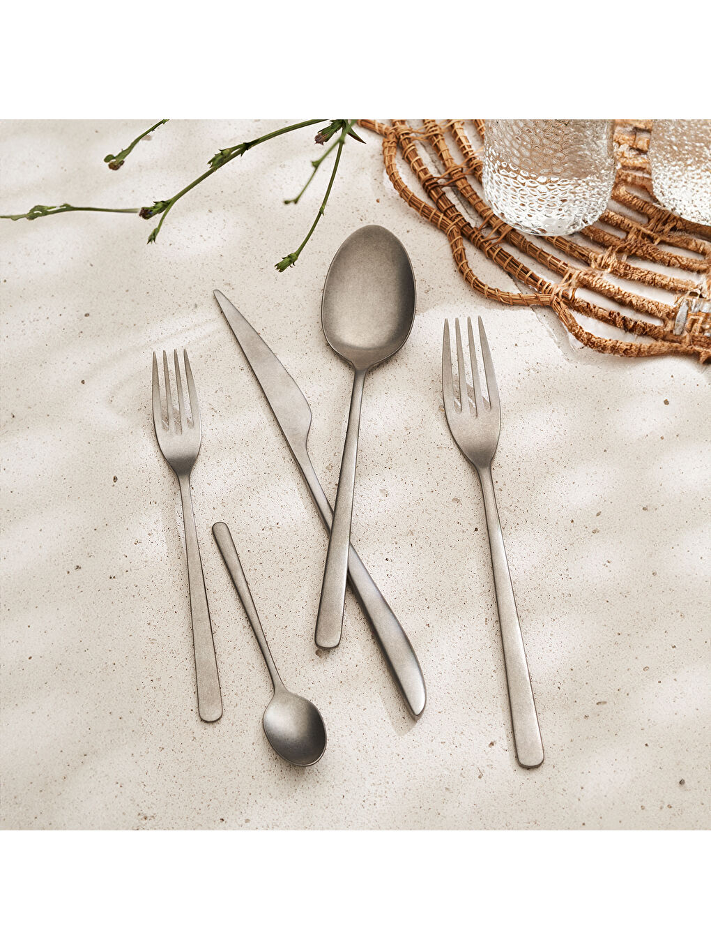 Gri Bello Vıntage 30 Parça 6 Kişilik Çatal Kaşık Bıçak Takımı-4