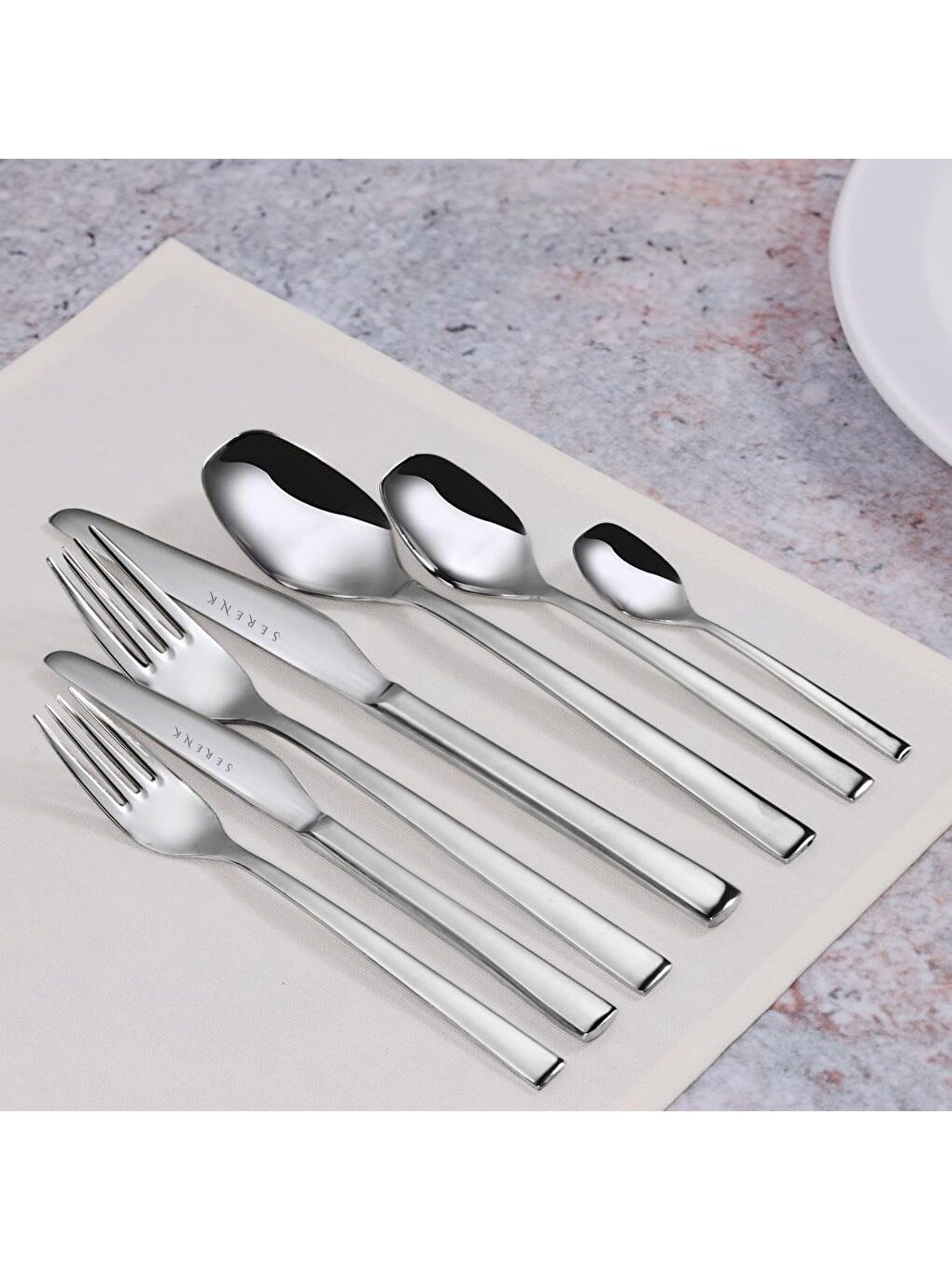 Gri New York Çelik Çatal Kaşık Bıçak Takımı 42 Parça, Premium 18/10 Paslanmaz Çelik Malzeme-1