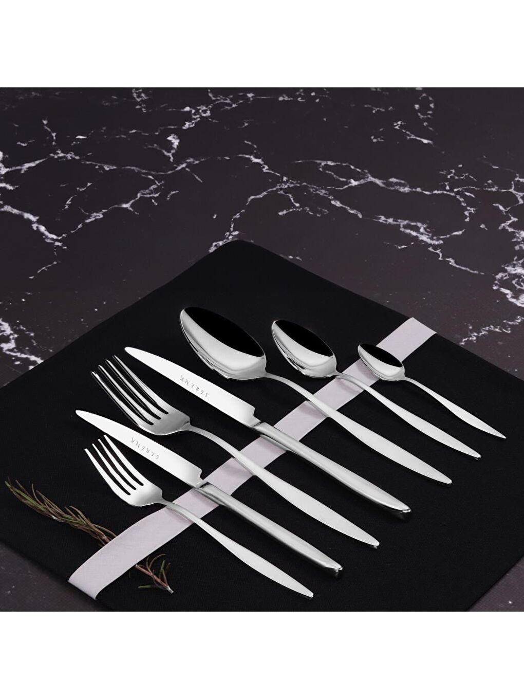Gri Milano Çelik Çatal Kaşık Bıçak Takımı 42 Parça, Premium 18/10 Paslanmaz Çelik-1