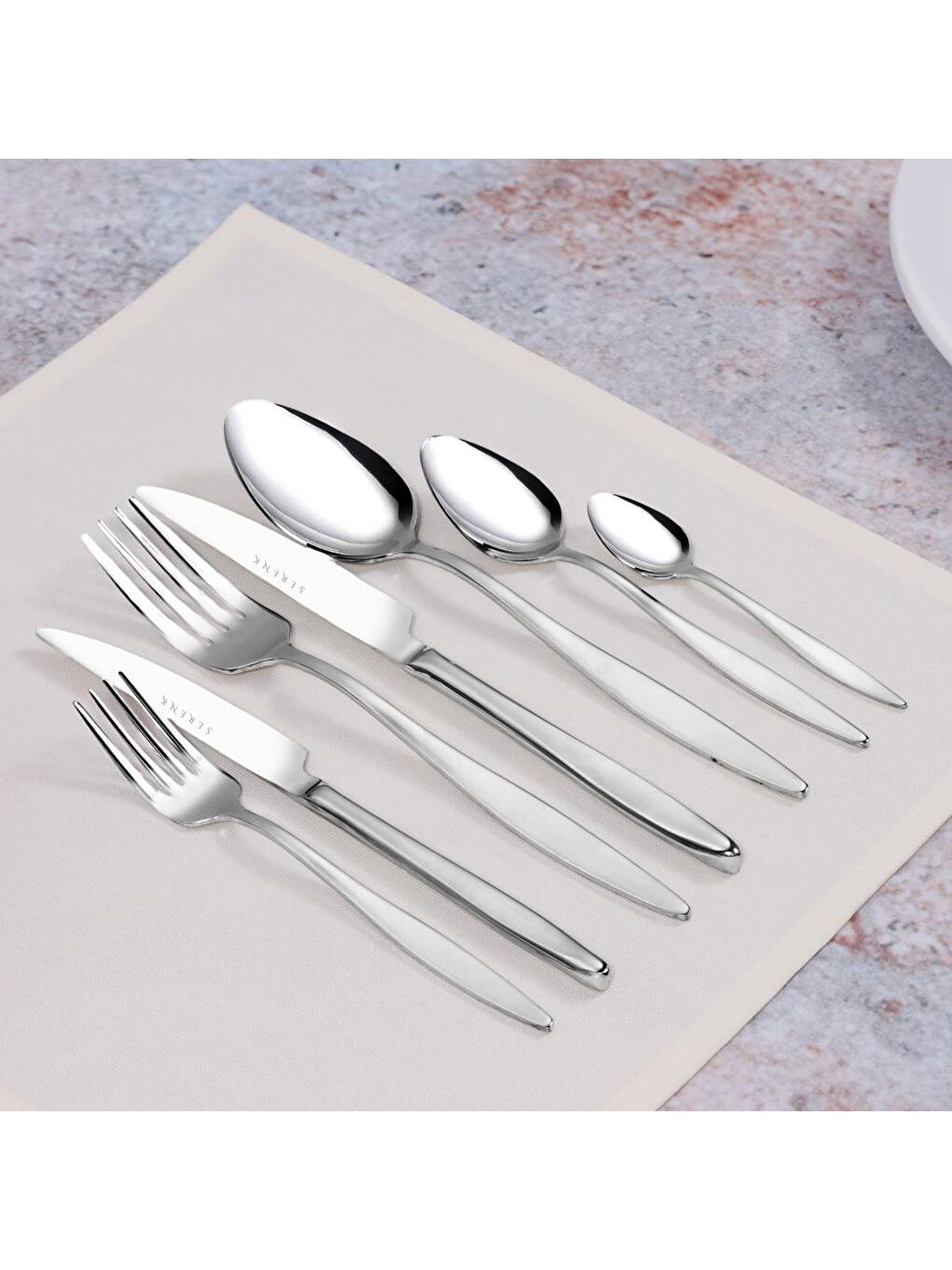 Gri Milano Çelik Çatal Kaşık Bıçak Takımı 42 Parça, Premium 18/10 Paslanmaz Çelik-2