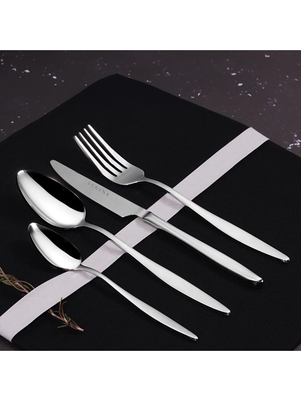 Gri Milano Çelik Çatal Kaşık Bıçak Takımı 24 Parça, Premium 18/10 Paslanmaz Çelik-1