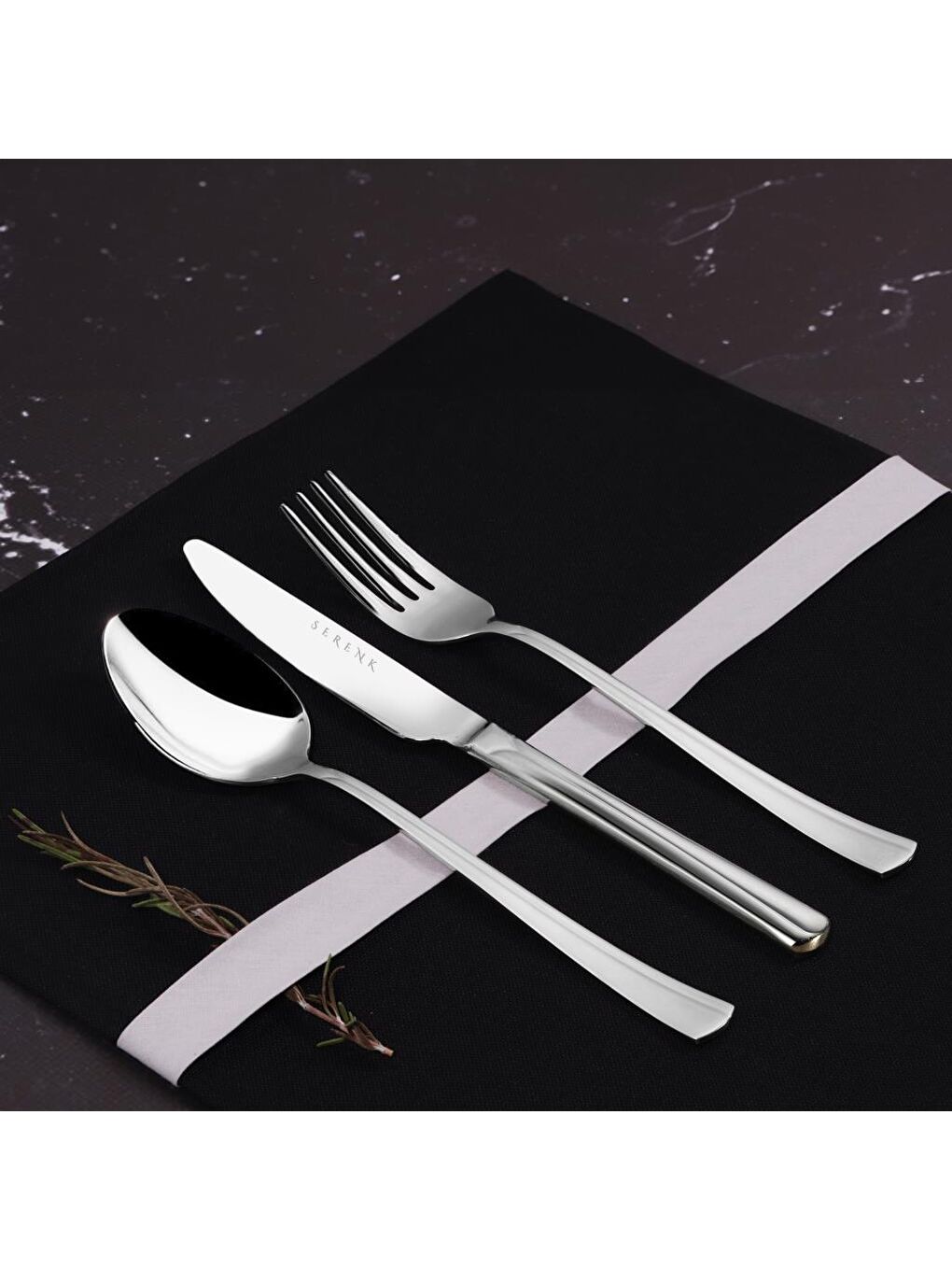 Gri Paris Çelik Çatal Kaşık Bıçak Takımı 18 Parça, Premium 18/10 Paslanmaz Çelik-3