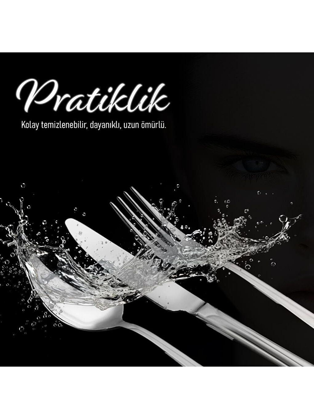 Gri Paris Çelik Çatal Kaşık Bıçak Takımı 18 Parça, Premium 18/10 Paslanmaz Çelik-6