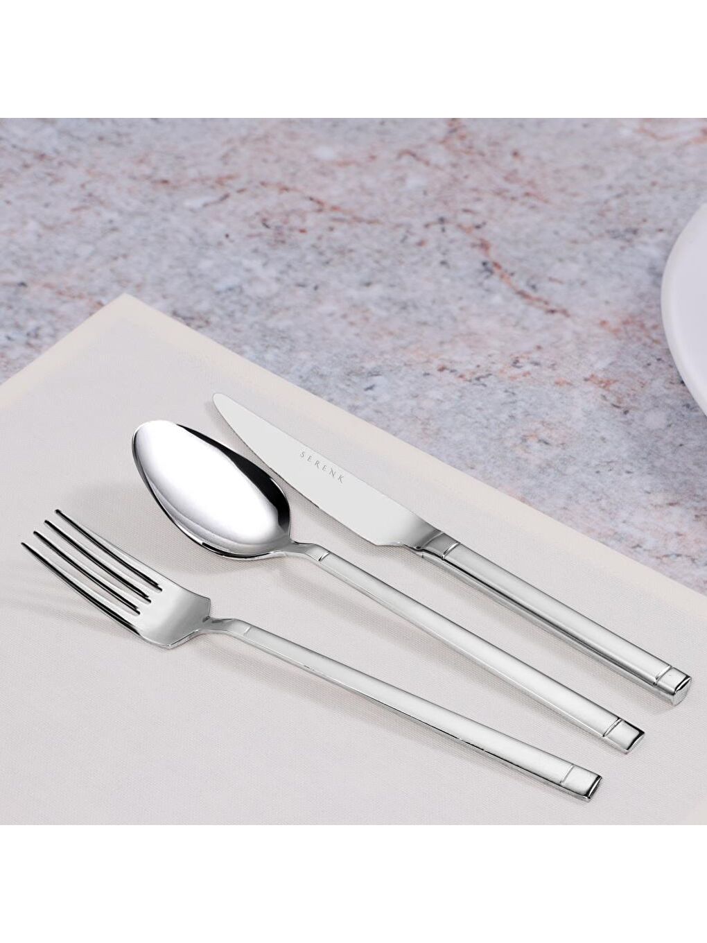 Gri Barselona Çelik Çatal Kaşık Bıçak Takımı 18 Parça, Premium 18/10 Paslanmaz Çelik-3