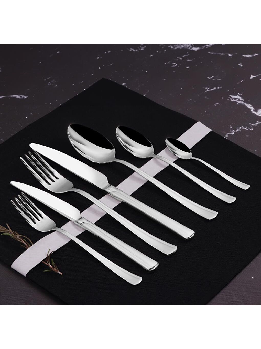 Gri Paris Çelik Çatal Kaşık Bıçak Takımı 42 Parça, Premium 18/10 Paslanmaz Çelik-1