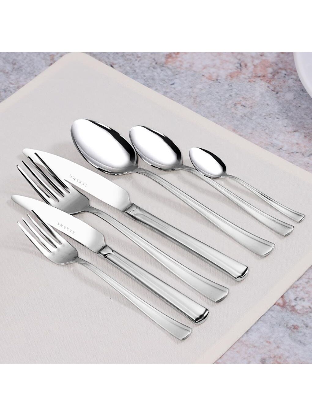 Gri Paris Çelik Çatal Kaşık Bıçak Takımı 42 Parça, Premium 18/10 Paslanmaz Çelik-2