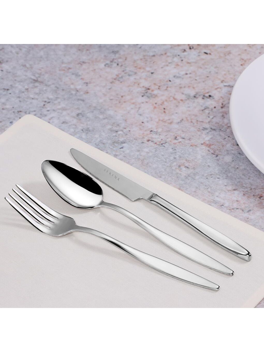 Gri Milano Çelik Çatal Kaşık Bıçak Takımı 18 Parça, Premium 18/10 Paslanmaz Çelik-1