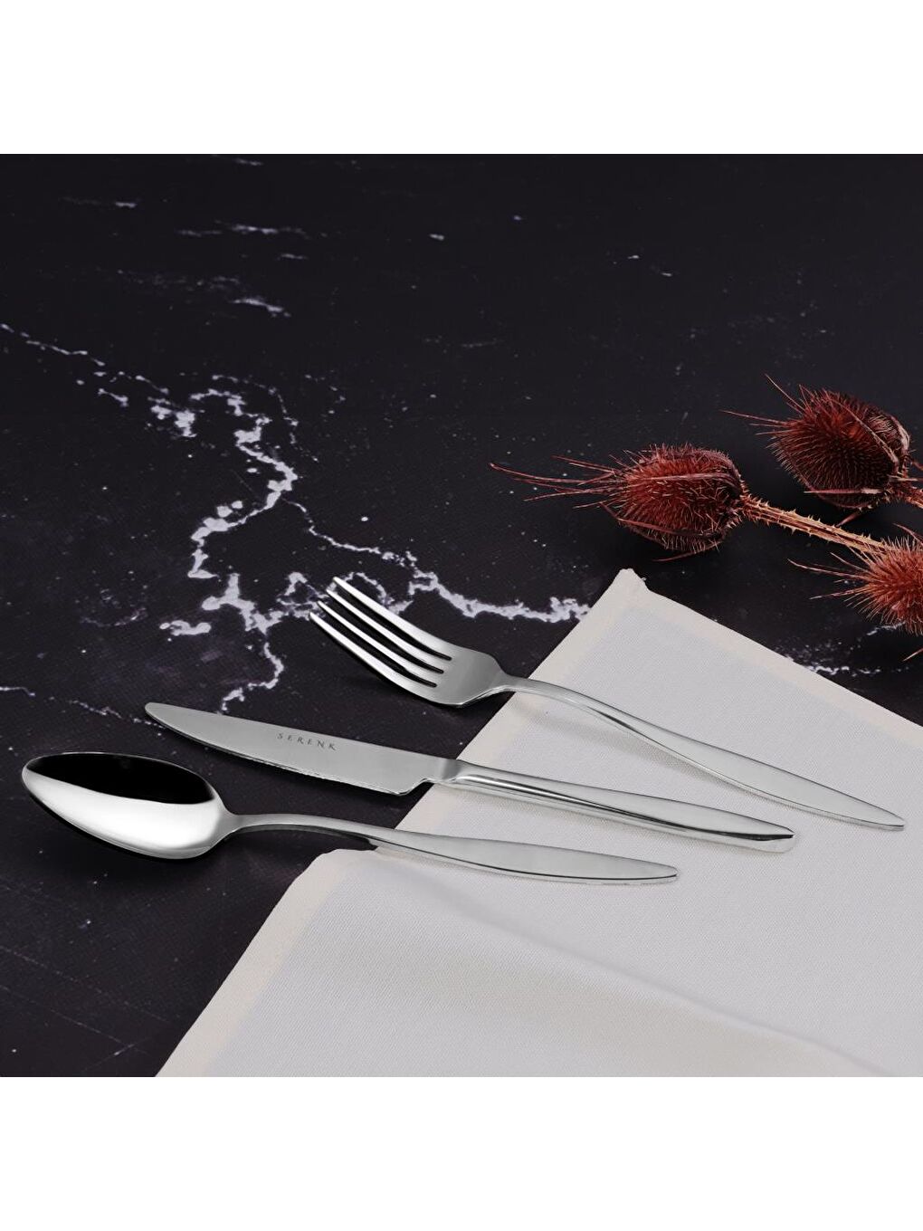 Gri Milano Çelik Çatal Kaşık Bıçak Takımı 18 Parça, Premium 18/10 Paslanmaz Çelik-2
