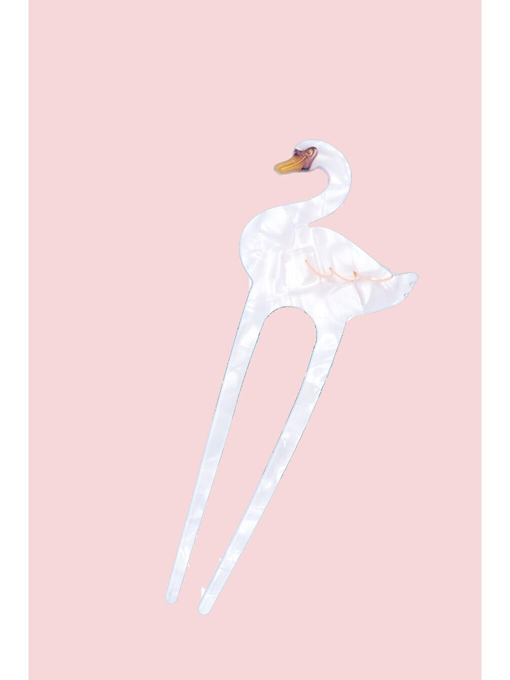 Turkuaz Kuğu Fransız El Yapımı Lüks Kemik Topuz Tokası-1