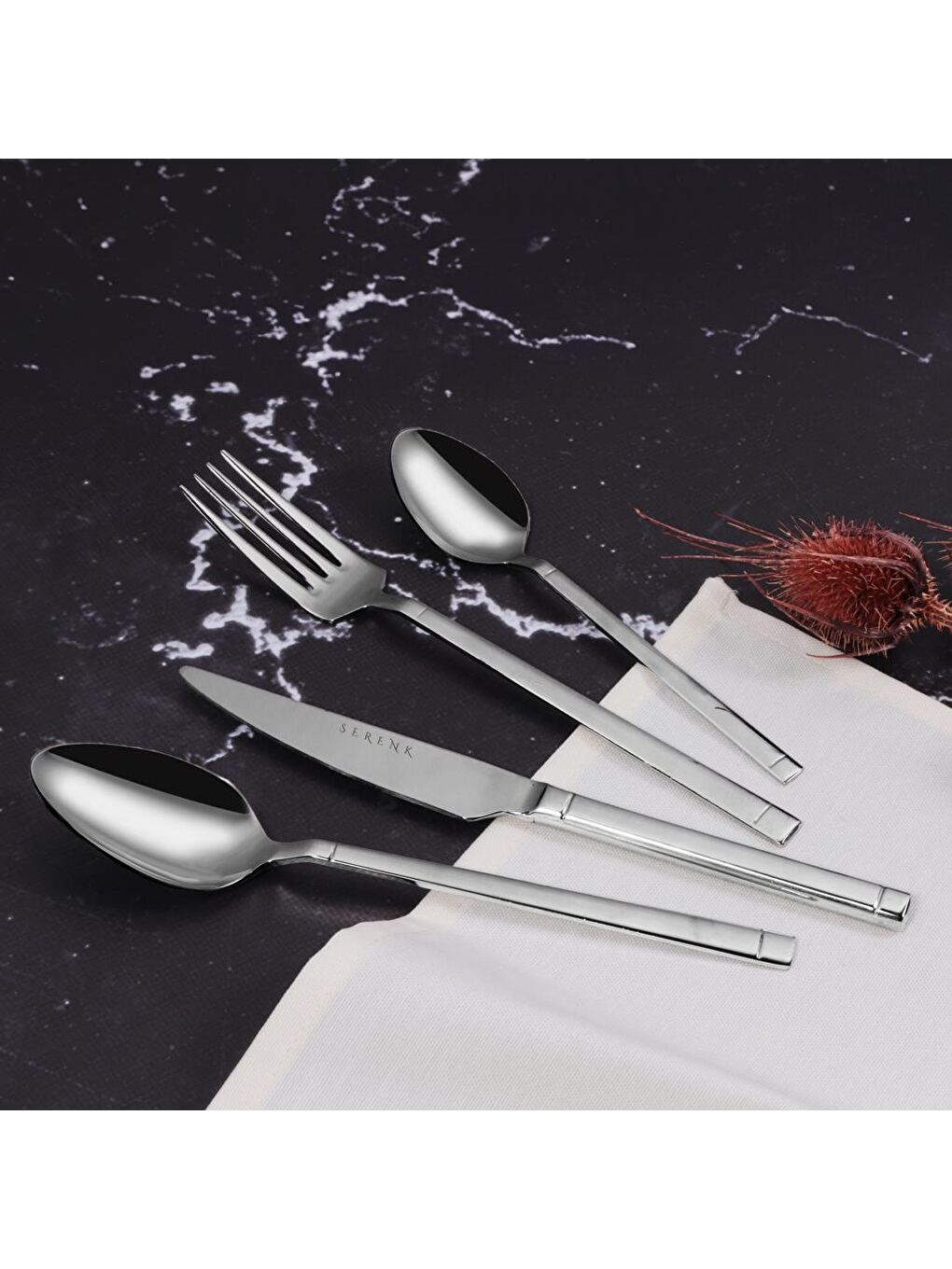Gri Barselona Çelik Çatal Kaşık Bıçak Takımı 24 Parça, Premium 18/10 Paslanmaz Çelik-1
