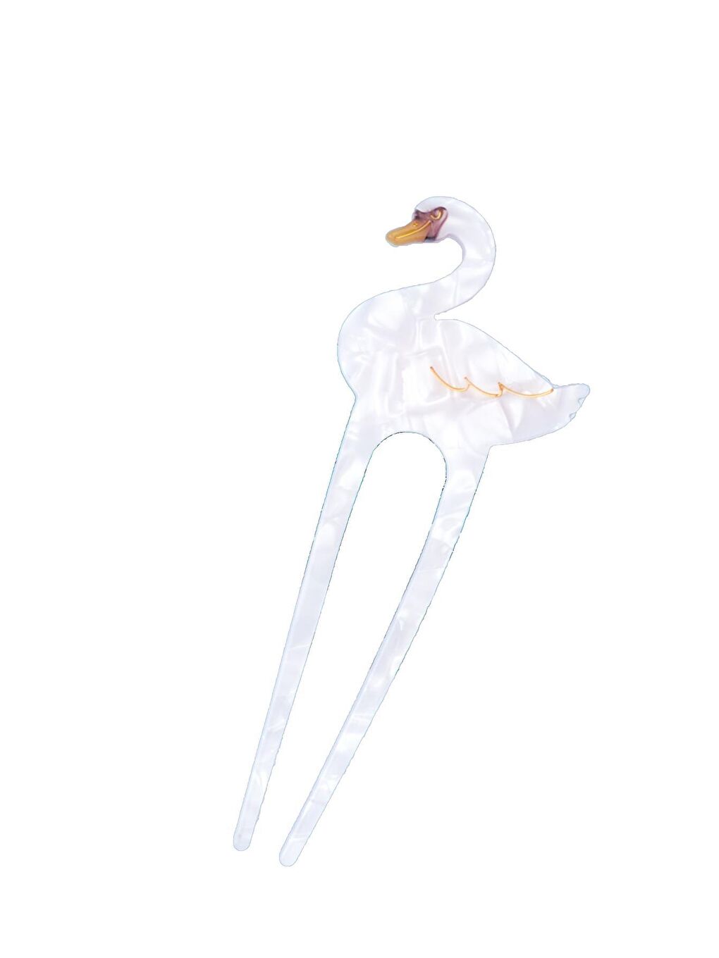 Turkuaz Kuğu Fransız El Yapımı Lüks Kemik Topuz Tokası-5