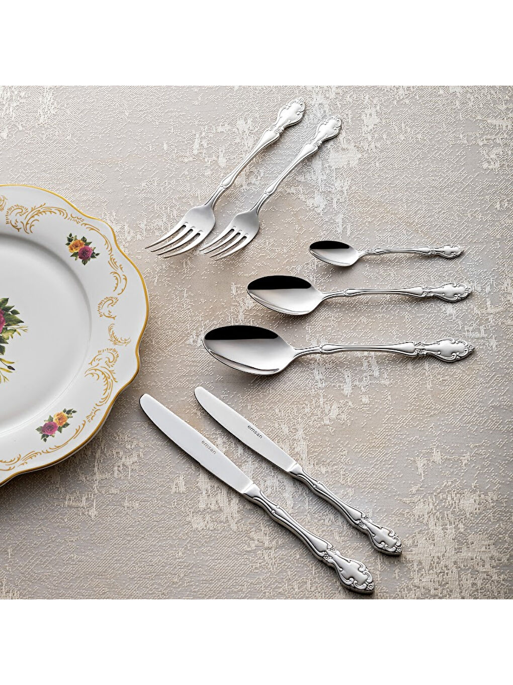 Gri Royal 84 Parça 12 Kişilik Çatal Kaşık Bıçak Takımı Lüks Kutulu-6