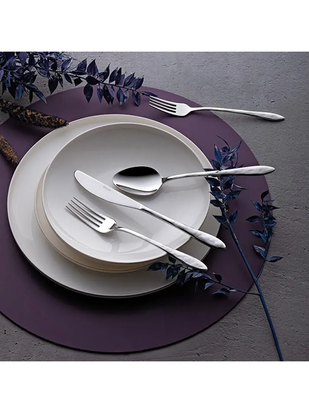 Gri Akasya 24 Parça Kutulu Çatal Kaşık Bıçak Takımı-7