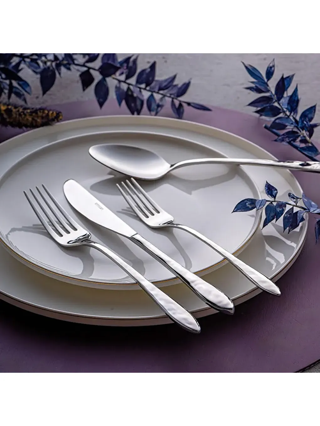 Gri Akasya 24 Parça Kutulu Çatal Kaşık Bıçak Takımı-8