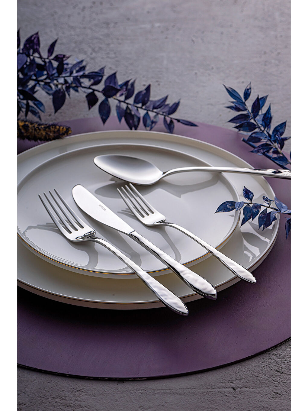 Gri Akasya 24 Parça Kutulu Çatal Kaşık Bıçak Takımı-4