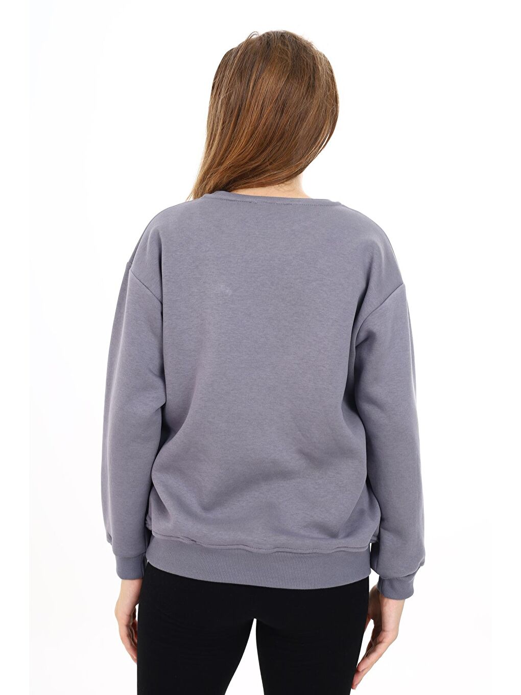 Gri Kız Çocuk Ayıcık Baskılı Sweatshirt 7-13 Yaş Lx282-3