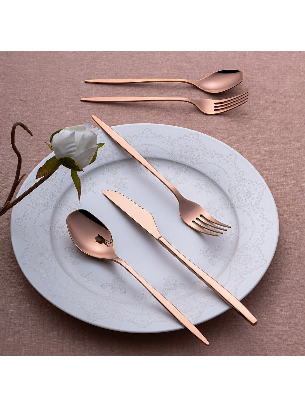 Sarı Alisa 30 Parça Parlak Bronz Kutulu Çatal Kaşık Bıçak Takımı-8