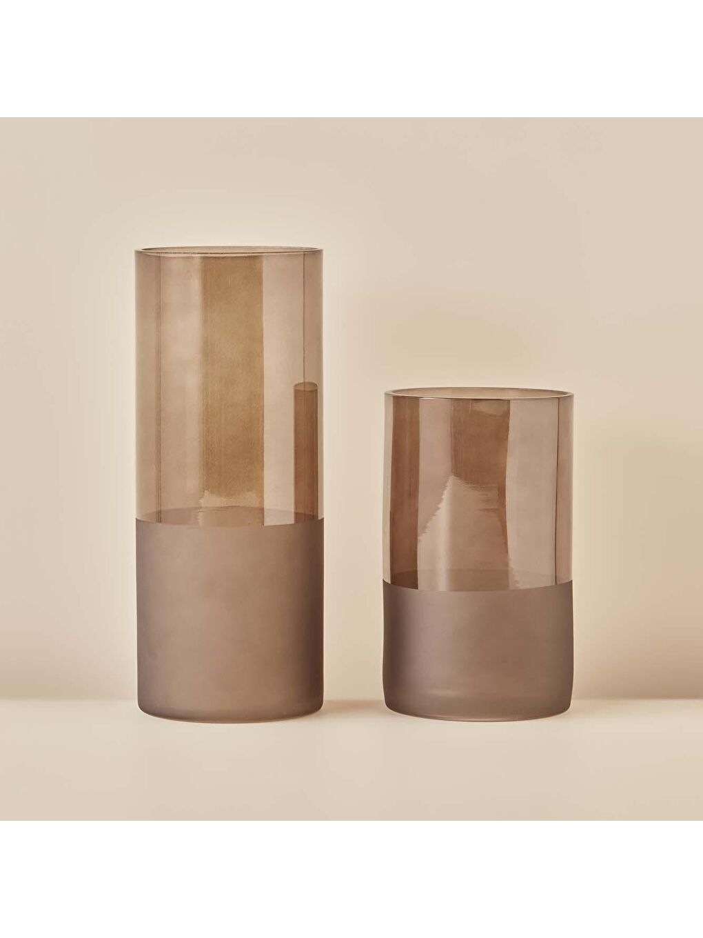 Moon Silindir Cam Vazo Gri-1