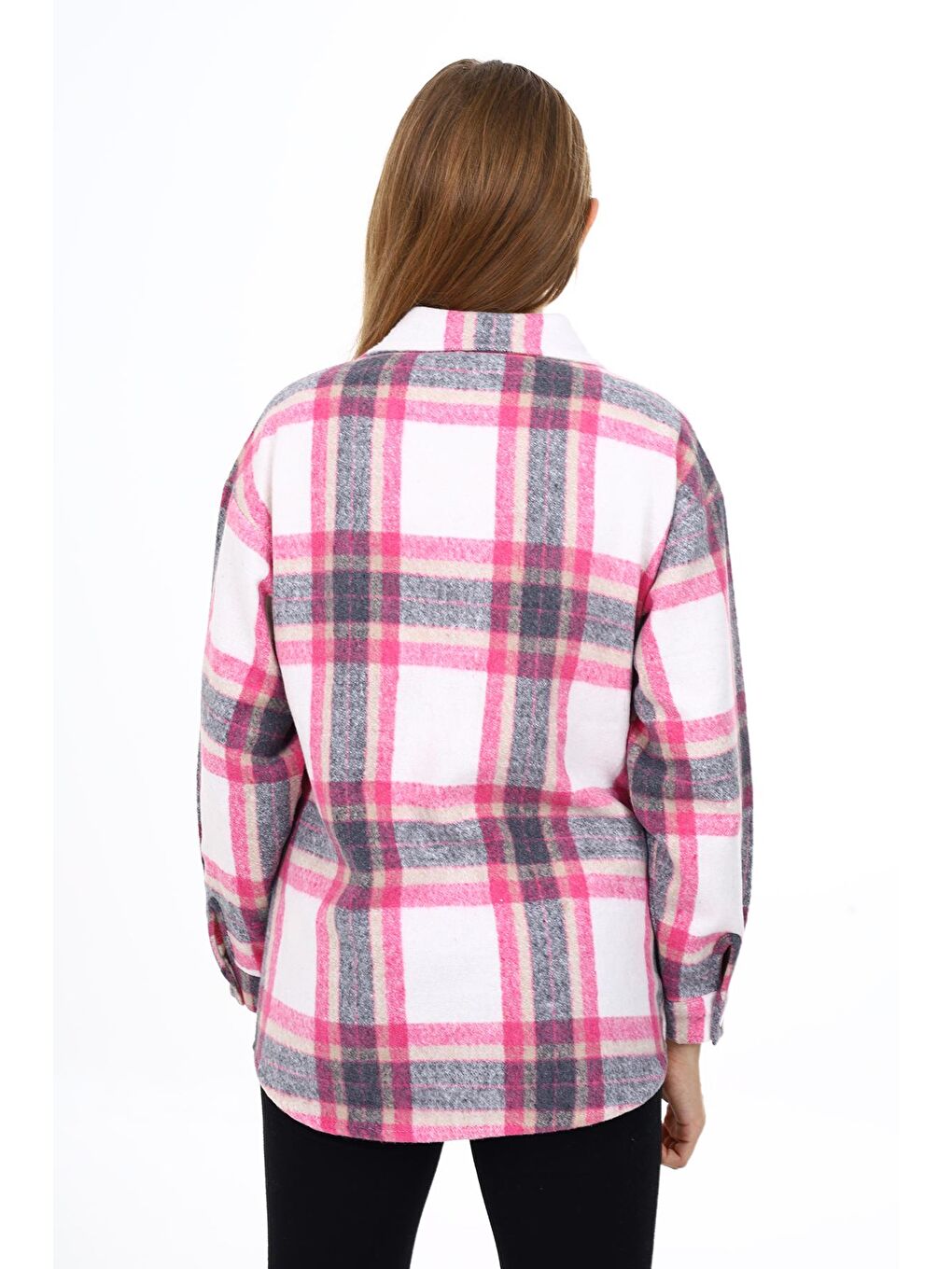 Fuşya Kız Çocuk Ekose Desenli Oduncu Gömlek Lx291-4