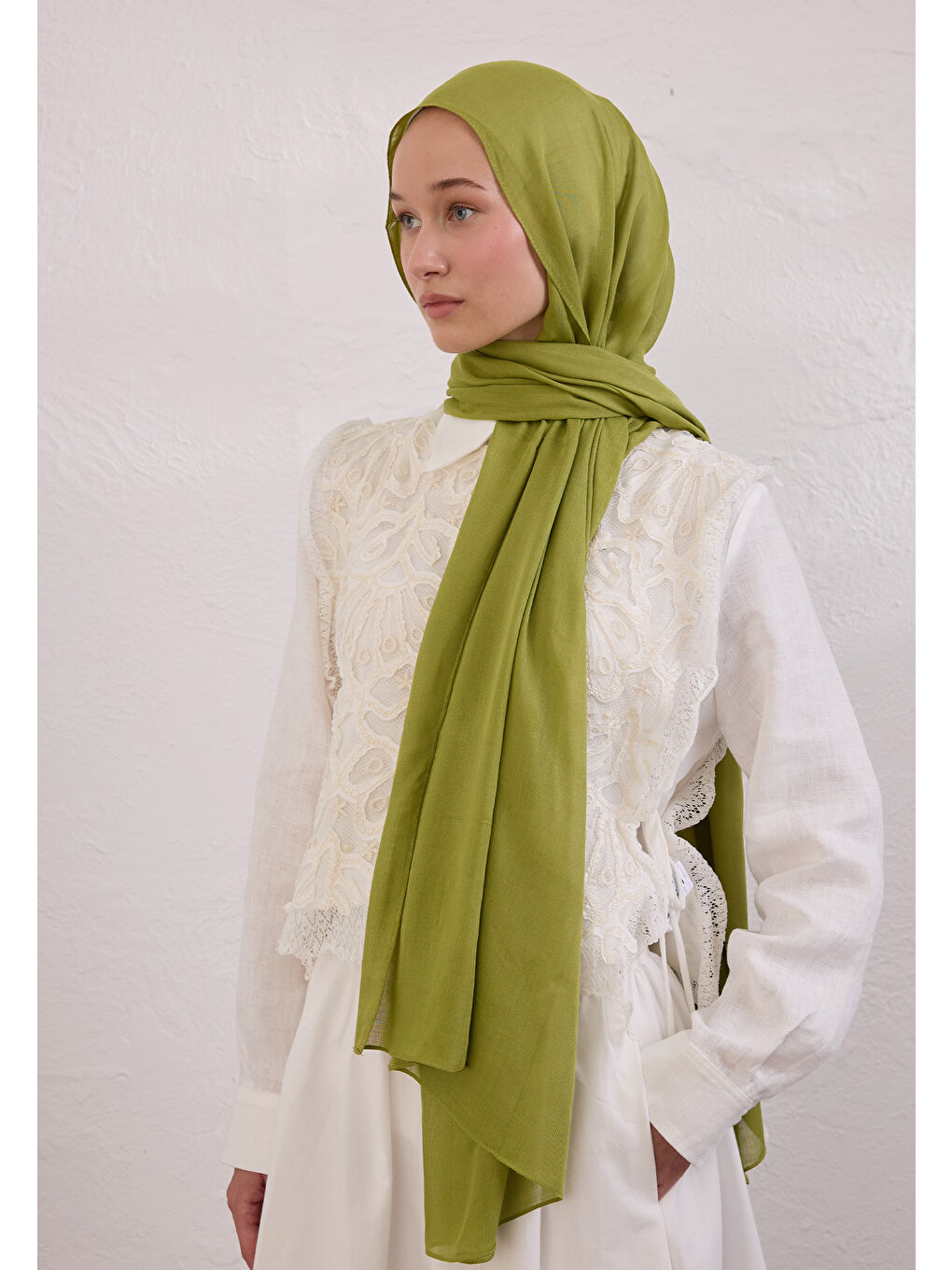 Yeşil Matcha Soft Viskon Şal-2