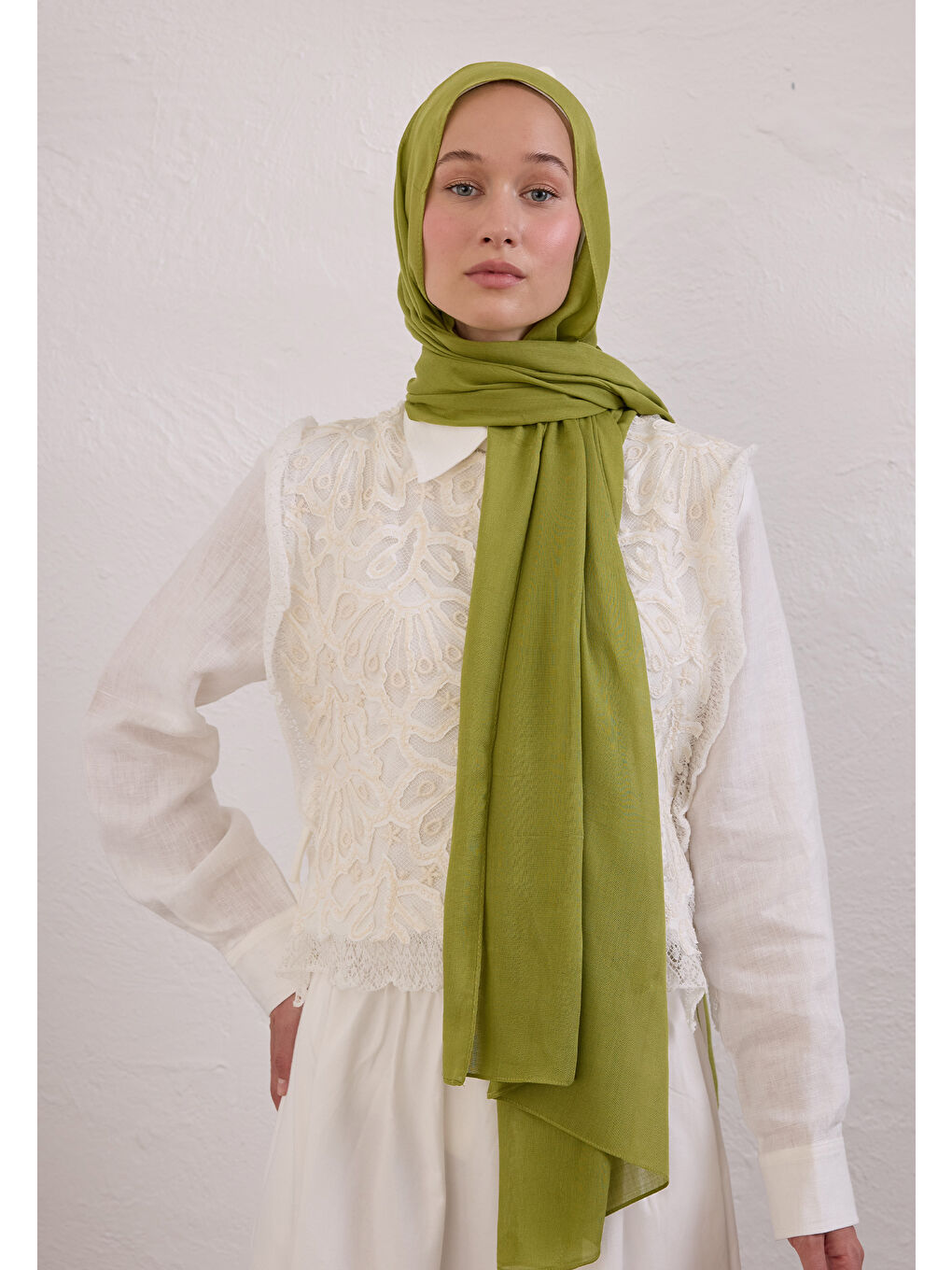 Yeşil Matcha Soft Viskon Şal-3