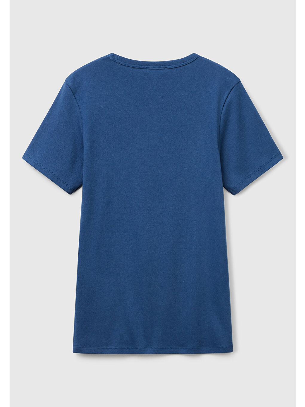 Kadın Gece Mavisi 100 Pamuk Benetton Yazılı Basic T Shirt-3
