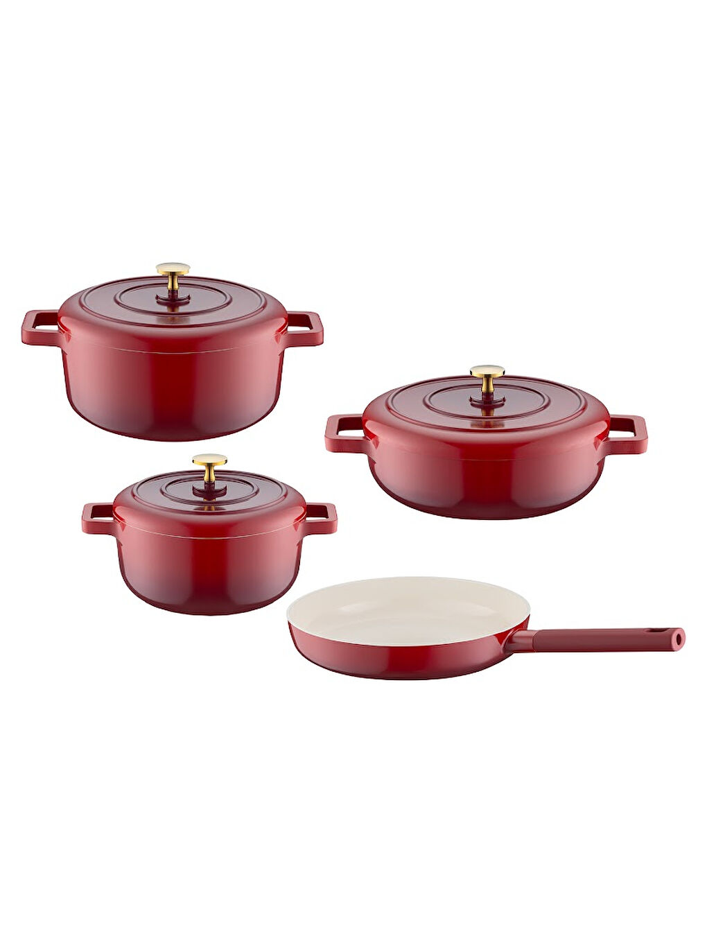 Kırmızı Red Royal 7 Parça Tencere Seti-9