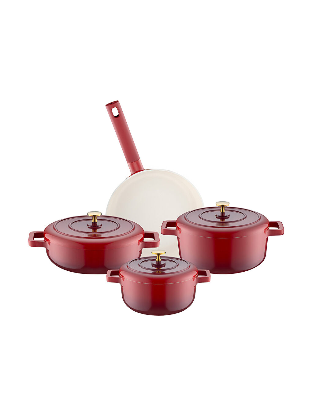 Kırmızı Red Royal 7 Parça Tencere Seti-10