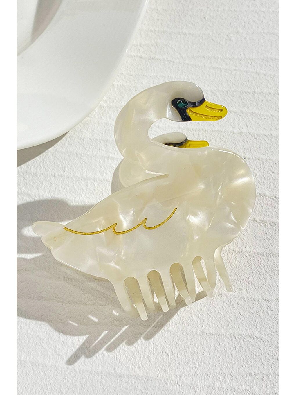 Beyaz Kuğu Lüks Kemik Mandal Toka