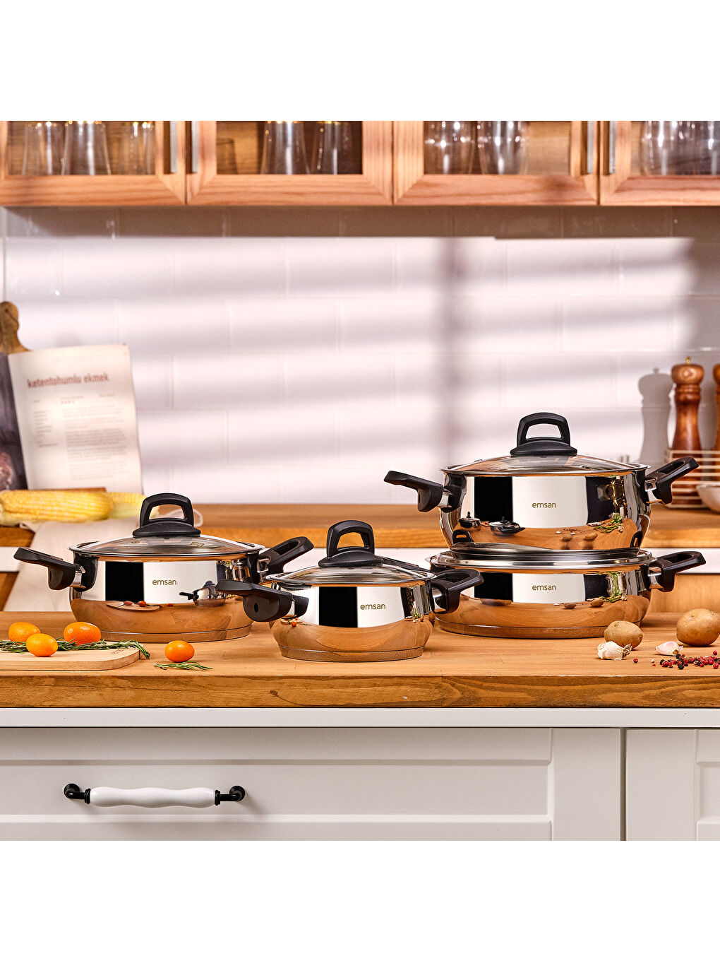 Gri Aren 8 Parça Tencere Seti Çelik-6