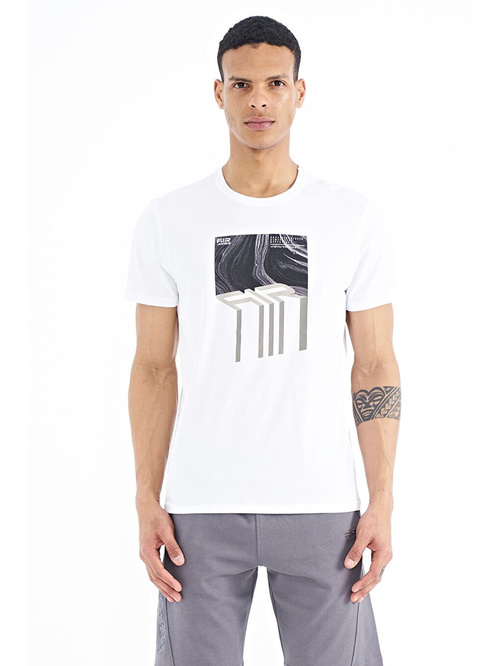 AIR JONES Louis Beyaz Standart Kalıp Erkek T-Shirt - 88202