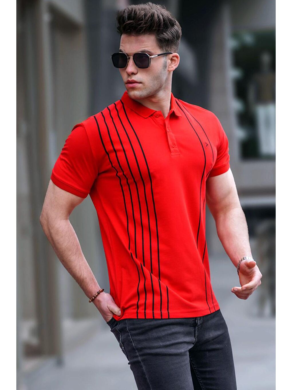 Erkek Polo Yaka Kırmızı Tişört 5822