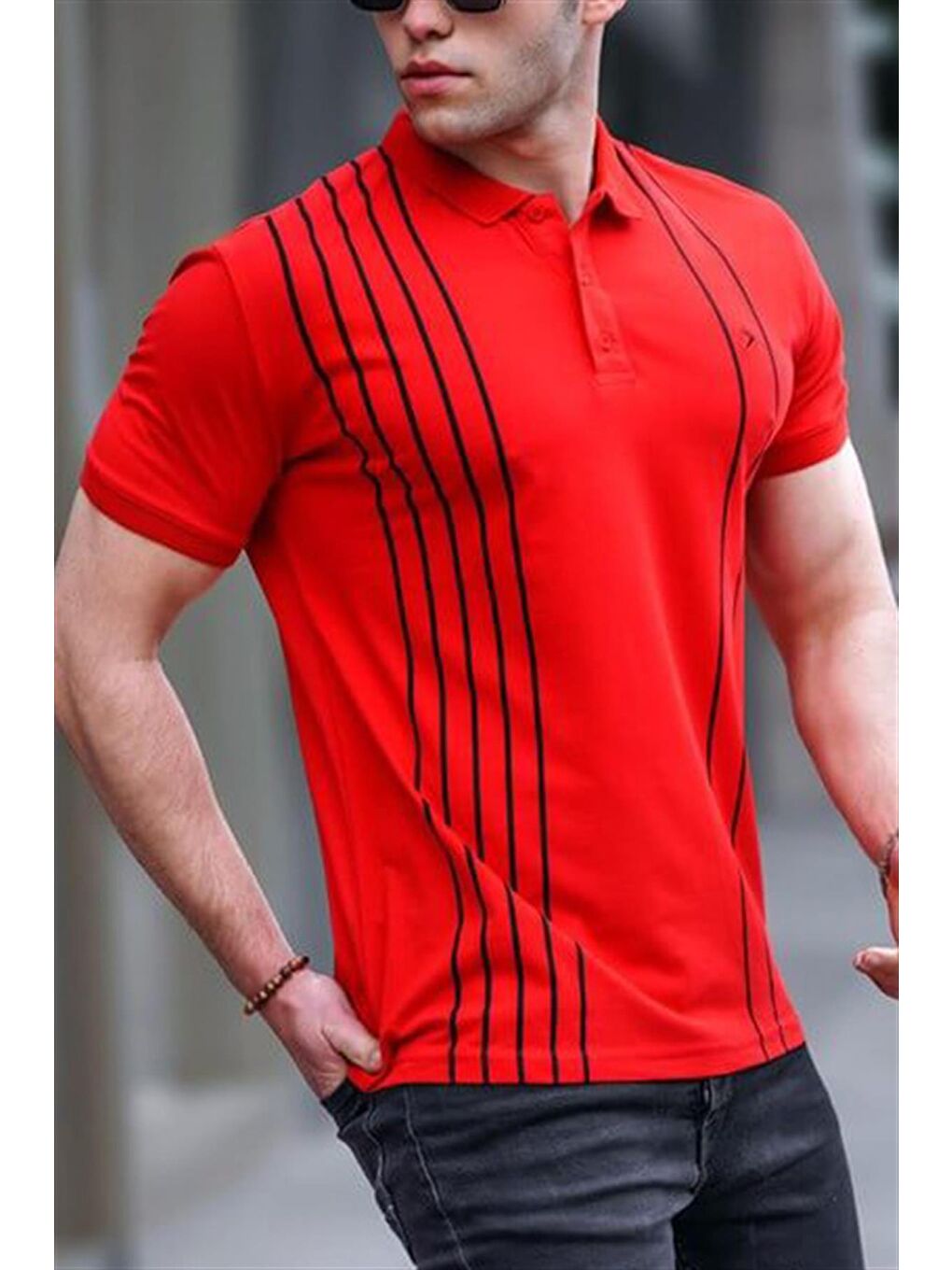 Erkek Polo Yaka Kırmızı Tişört 5822-2