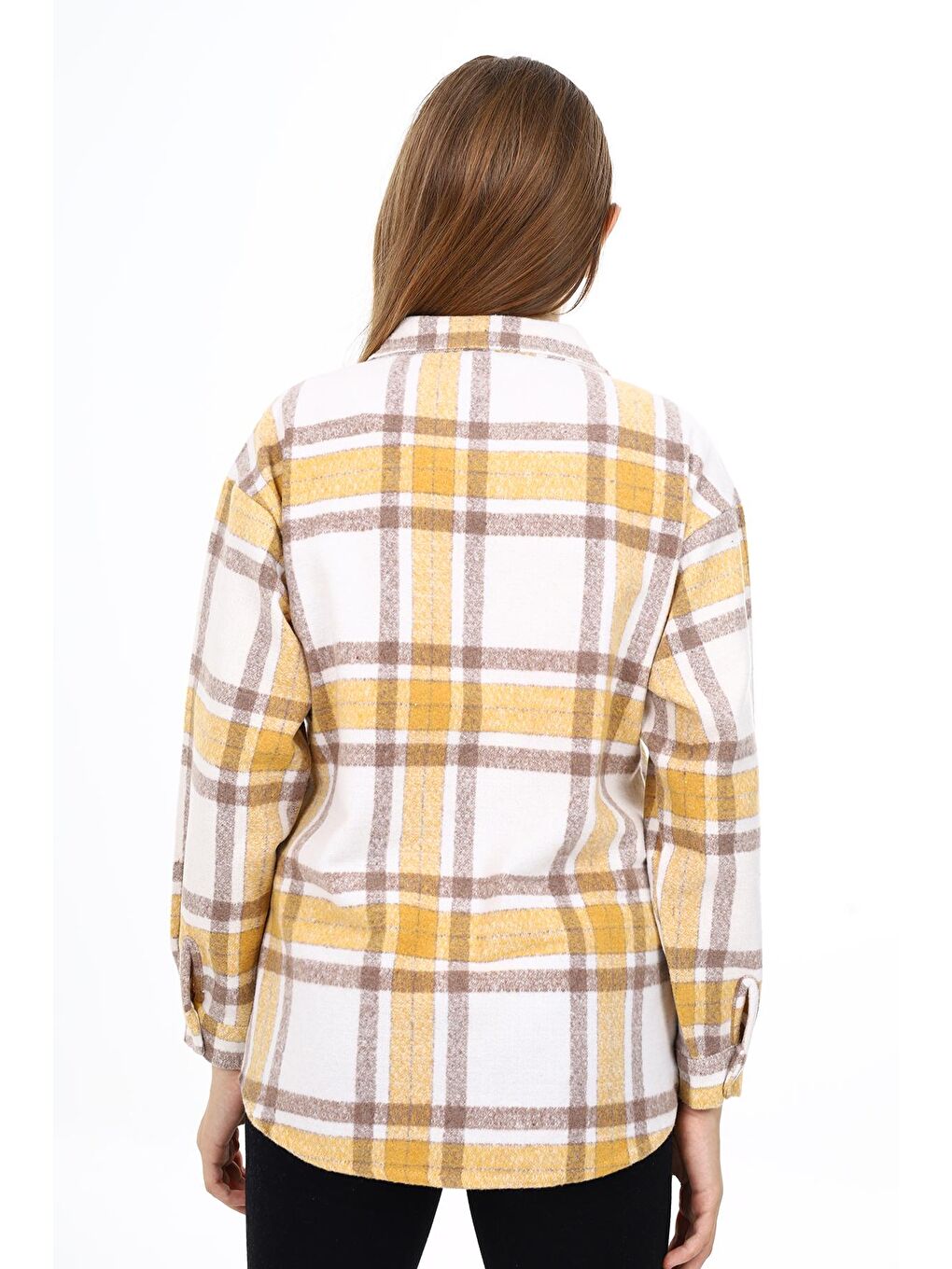 Sarı Kız Çocuk Ekose Desenli Oduncu Gömlek Lx291-4