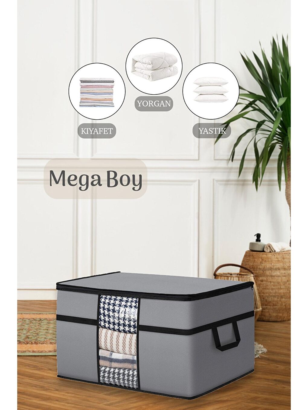 Mega Boy Yorgan Hurcu 70 x 40 x 40 cm Gri